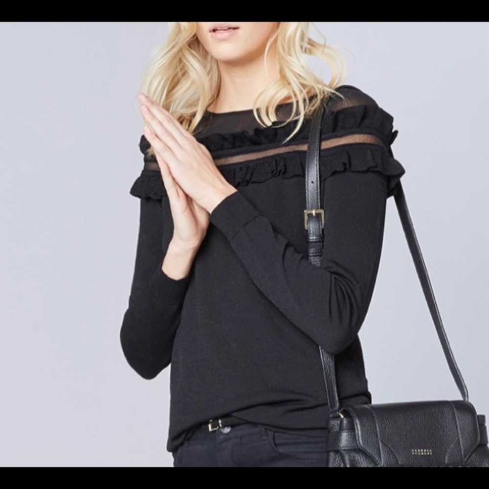 Claudie Pierlor Sweater with mesh ruffle top